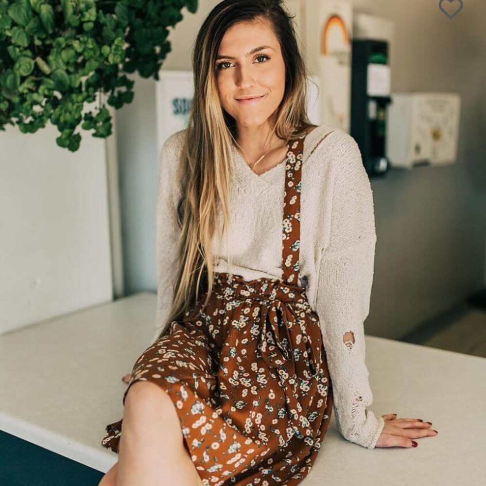 Buckle Floral Overall Skirt